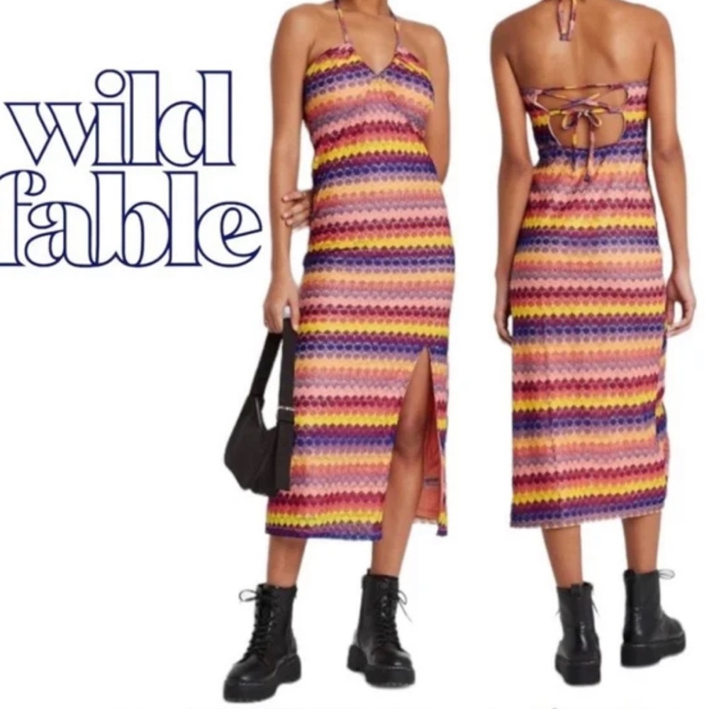 NEW Wild Fable Women's Crochet Slip Dress - Midi Geometric Size XS